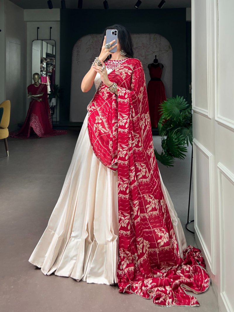 Lnb1736 Monga Silk Real Mirror Work Chaniya Choli